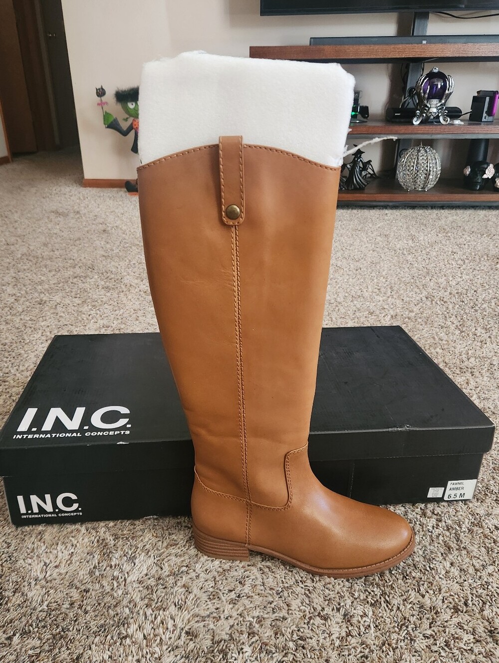 INC International Concepts Tall Riding Boots in Amber Brown Size 6.5 NWT